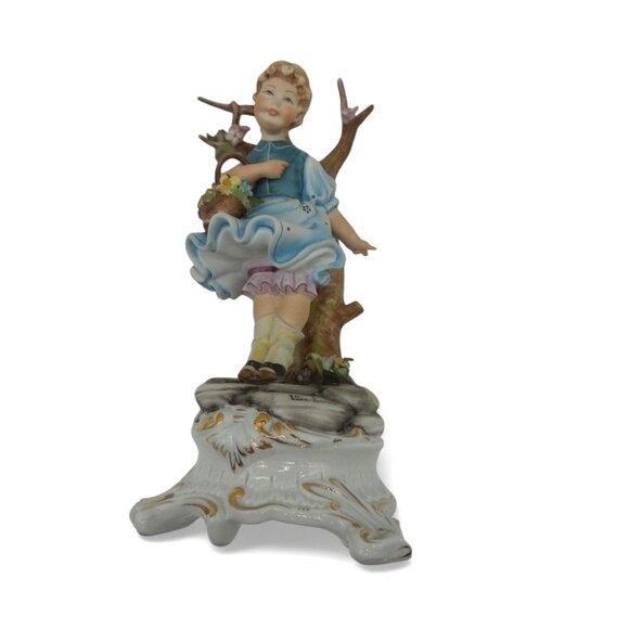 VIERTASCA Capodimonte Girl Figurine and Tree Floral Decor Italy Vintage - Picture 2 of 12